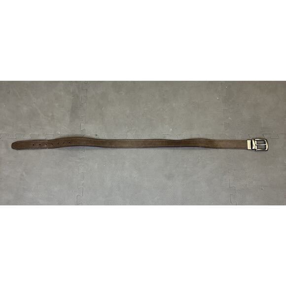 Columbia Men Brown/Black Reversible PebbledLeather Prong Buckle Dress Belt Sz34 - Picture 1 of 6